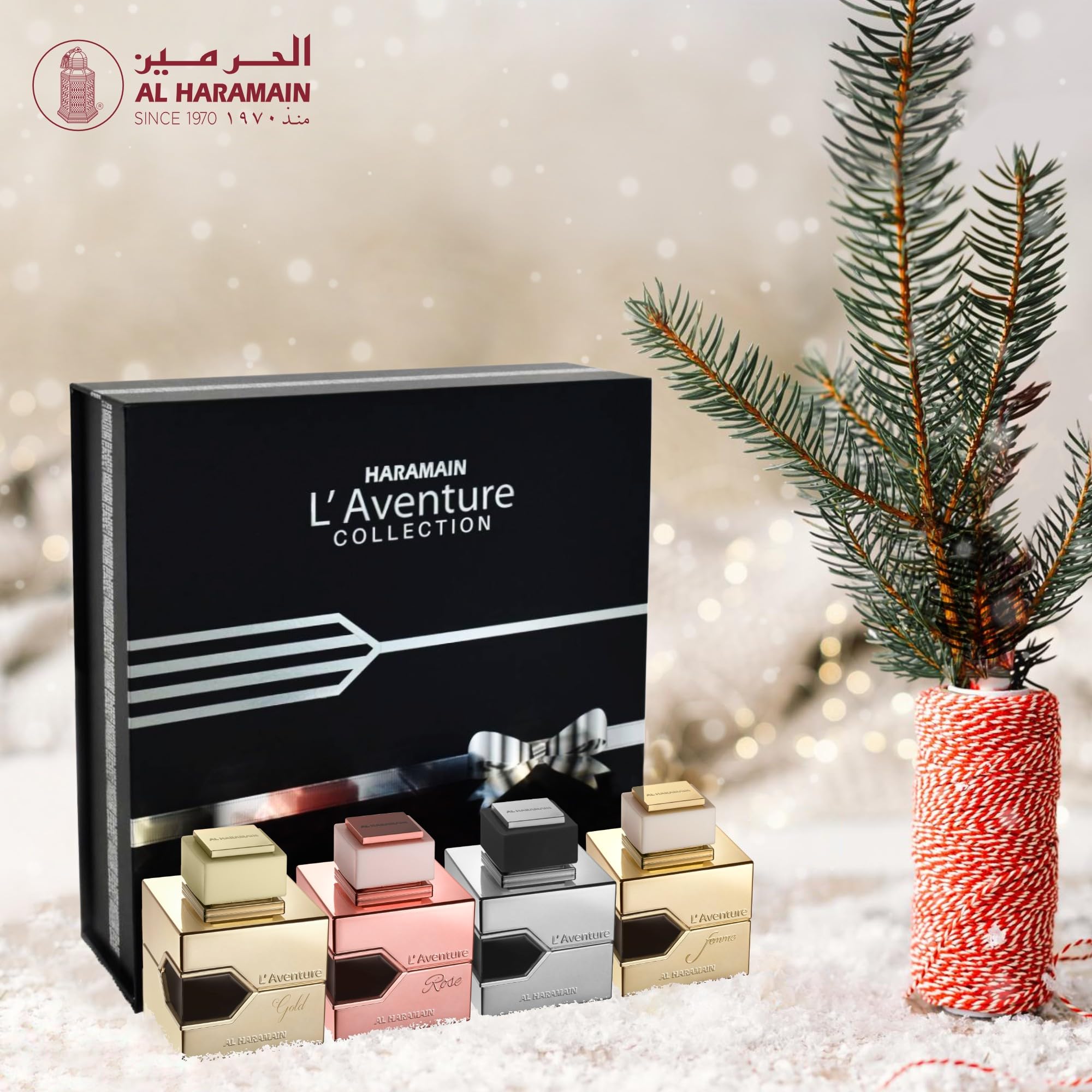 Al Haramain L'aventure Rose perfume-display, shopper-friendly setup for purchase confidence.