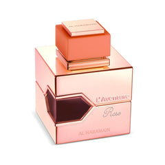 Al Haramain L'aventure Rose rose-note illustration highlighting floral heart.