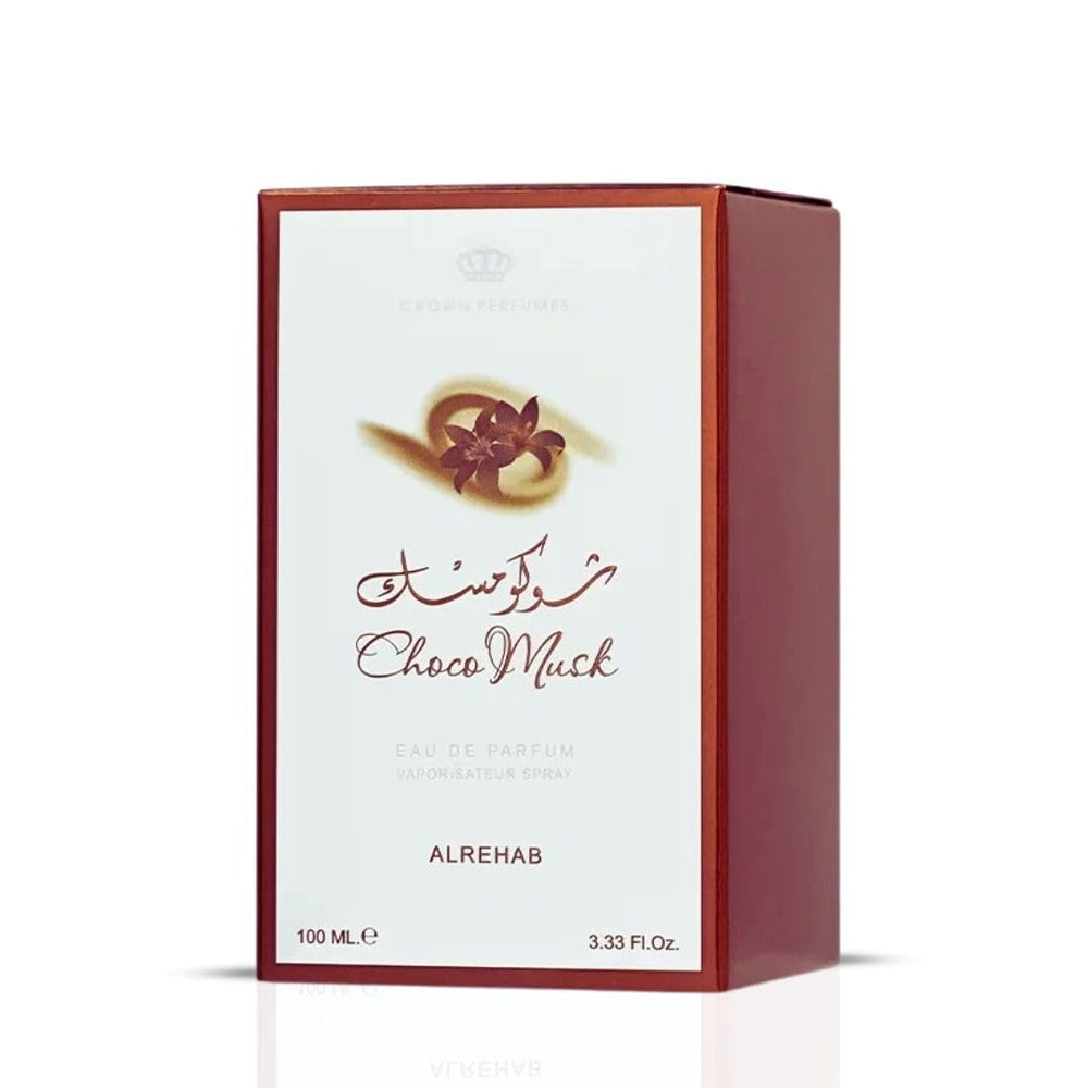 Al-Rehab Choco Musk note chart reveals amber, vanilla, and chocolate hints.