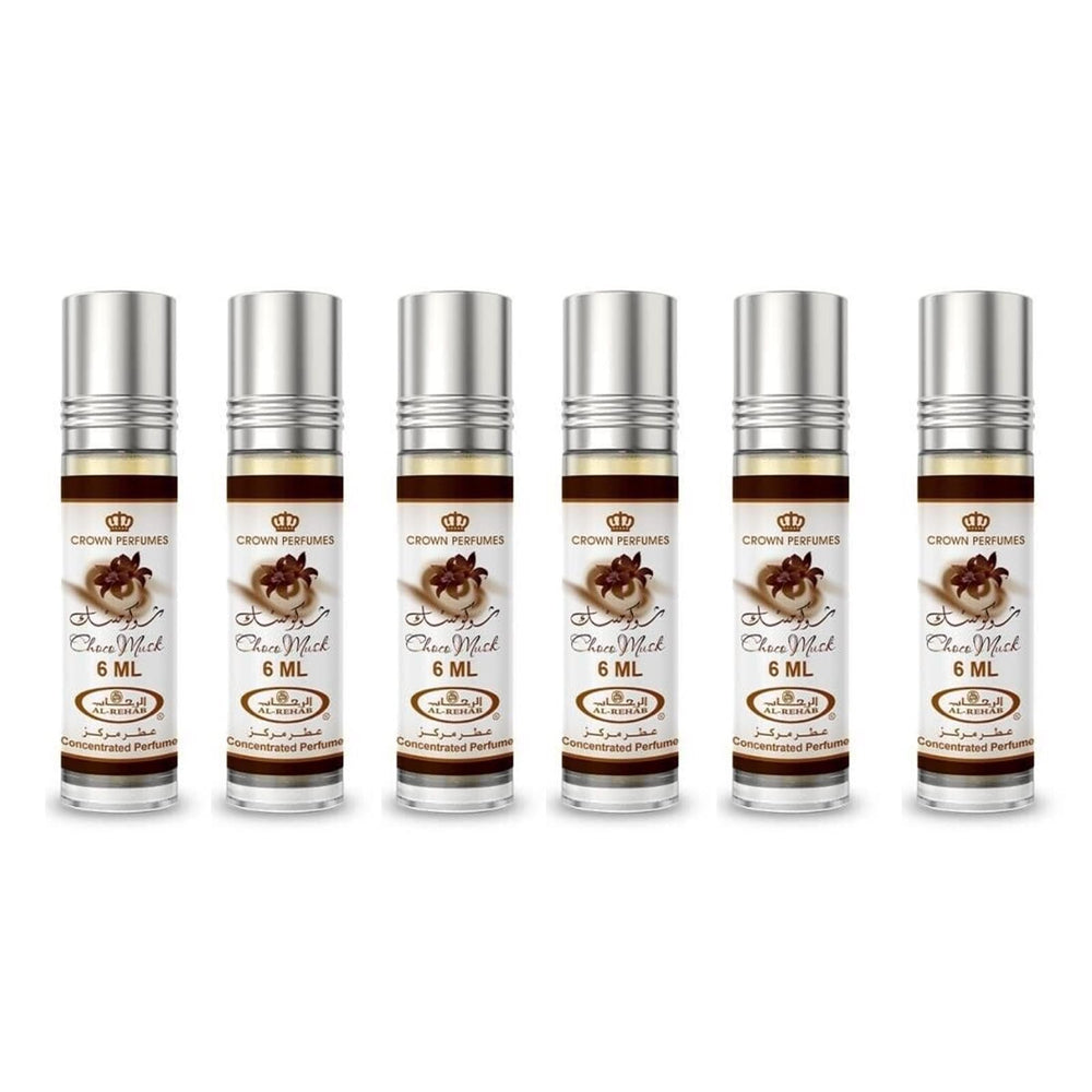 Al-Rehab Choco Musk rollerball bottle for unisex fragrance with all-day versatile wear.