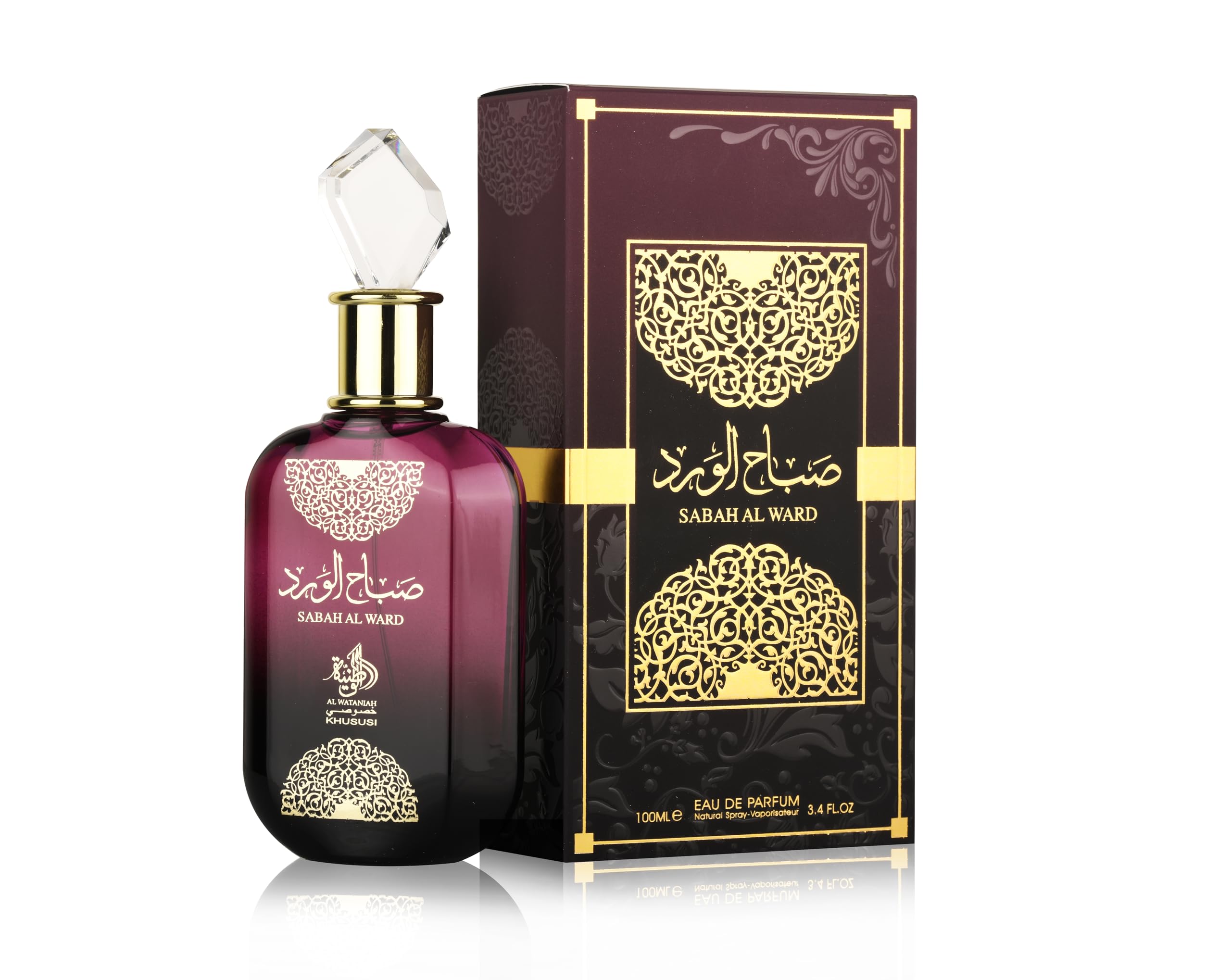 Al Wataniah Sabah Al Ward bottle front for feminine evening elegance.
