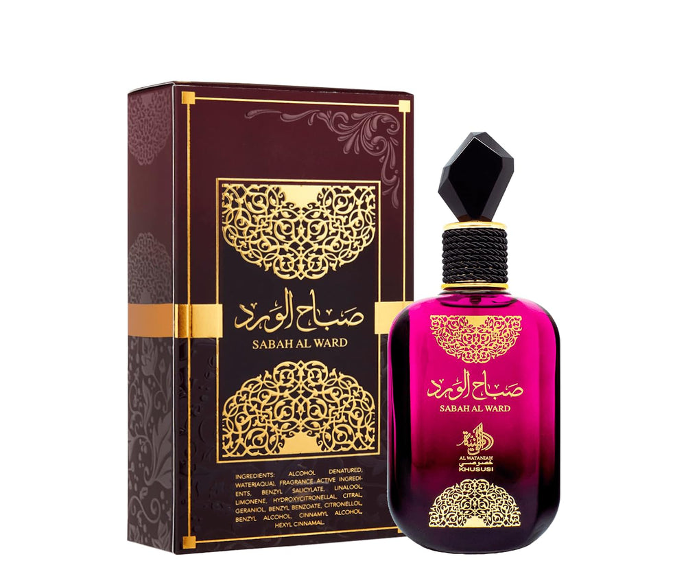 Al Wataniah Sabah Al Ward packaging box conveys luxury presentation.