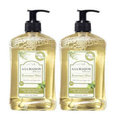 A La Maison Rosemary Mint hand soap bottle adds luxury to daily hand care.