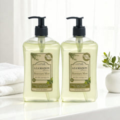 A La Maison Rosemary Mint ingredients highlight plant oils and glycerin for gentle cleansing.