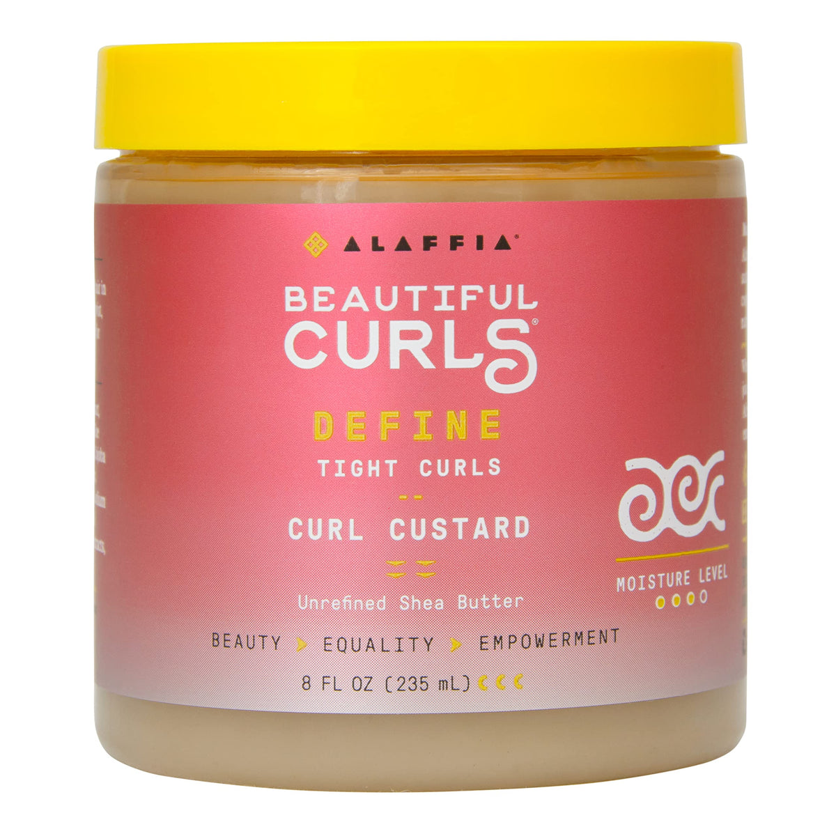 Alaffia Beautiful Curls curl custard product shot showing rich hydration for curls