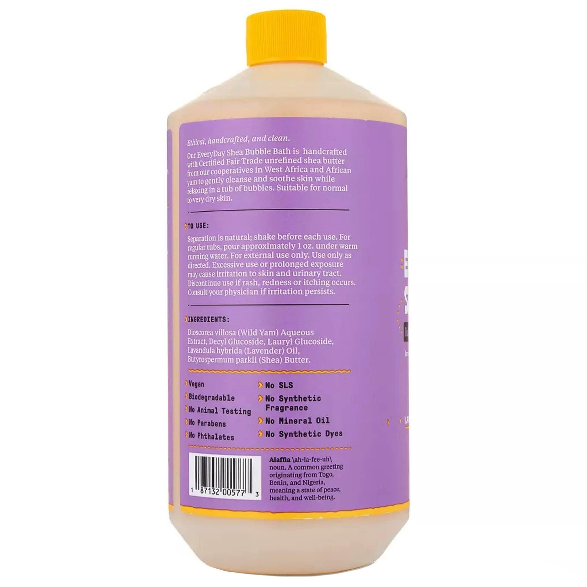 Alaffia Lavender Bubble Bath pump for easy, soothing bath rituals.