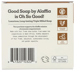 Alaffia Coconut Good Soap bar closeup shows textured surface for gentle cleansing