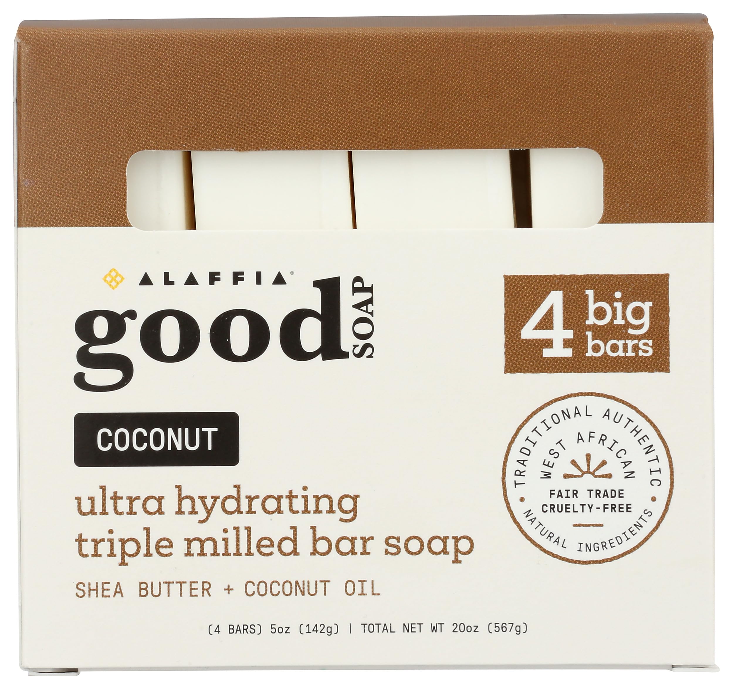 Alaffia Coconut Good Soap value-pack packaging for daily cleansing