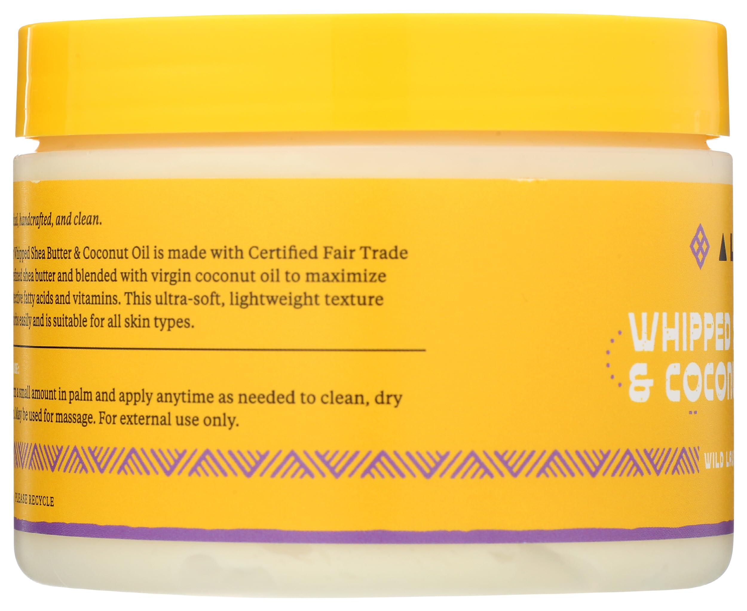 Alaffia Coconut Oil Whipped Shea Butter Wild Lavender on a shelf highlights compact 4 oz packaging.