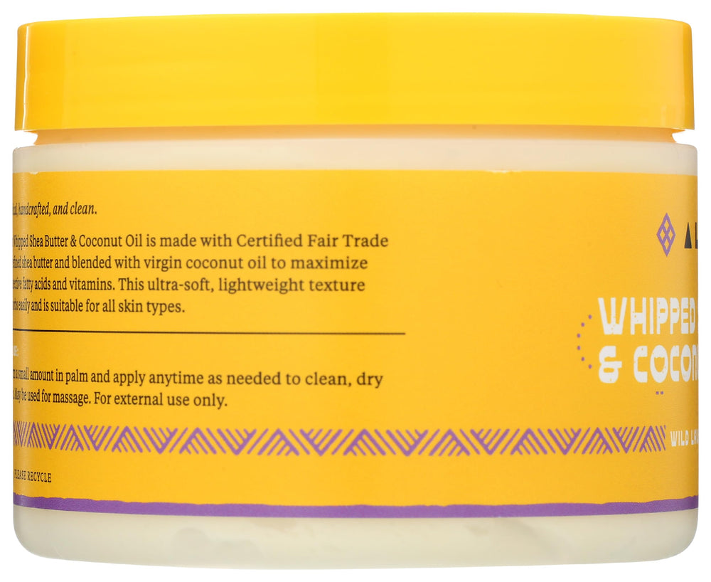 Alaffia Coconut Oil Whipped Shea Butter Wild Lavender on a shelf highlights compact 4 oz packaging.