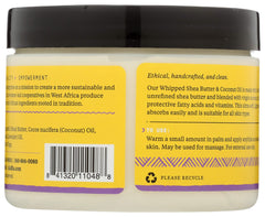 Alaffia Coconut Oil Whipped Shea Butter Wild Lavender with lavender flowers suggests soothing aroma.