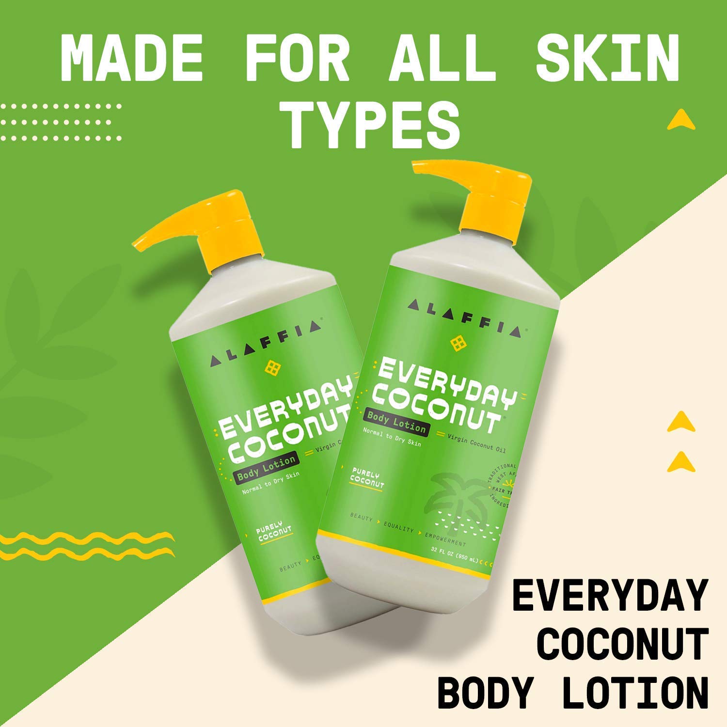 Alaffia Everyday Coconut Body Lotion applied to nourish skin after shower.
