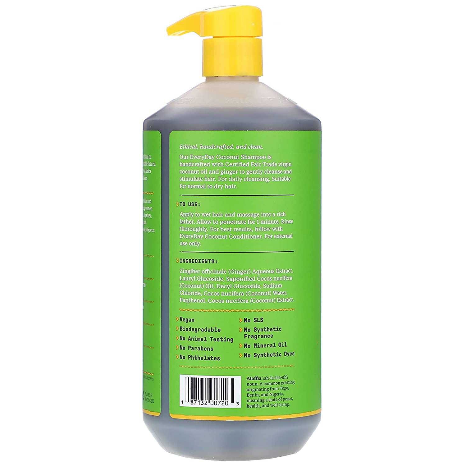 Alaffia EveryDay Coconut Shampoo lather close-up demonstrates rich foam for daily cleansing.
