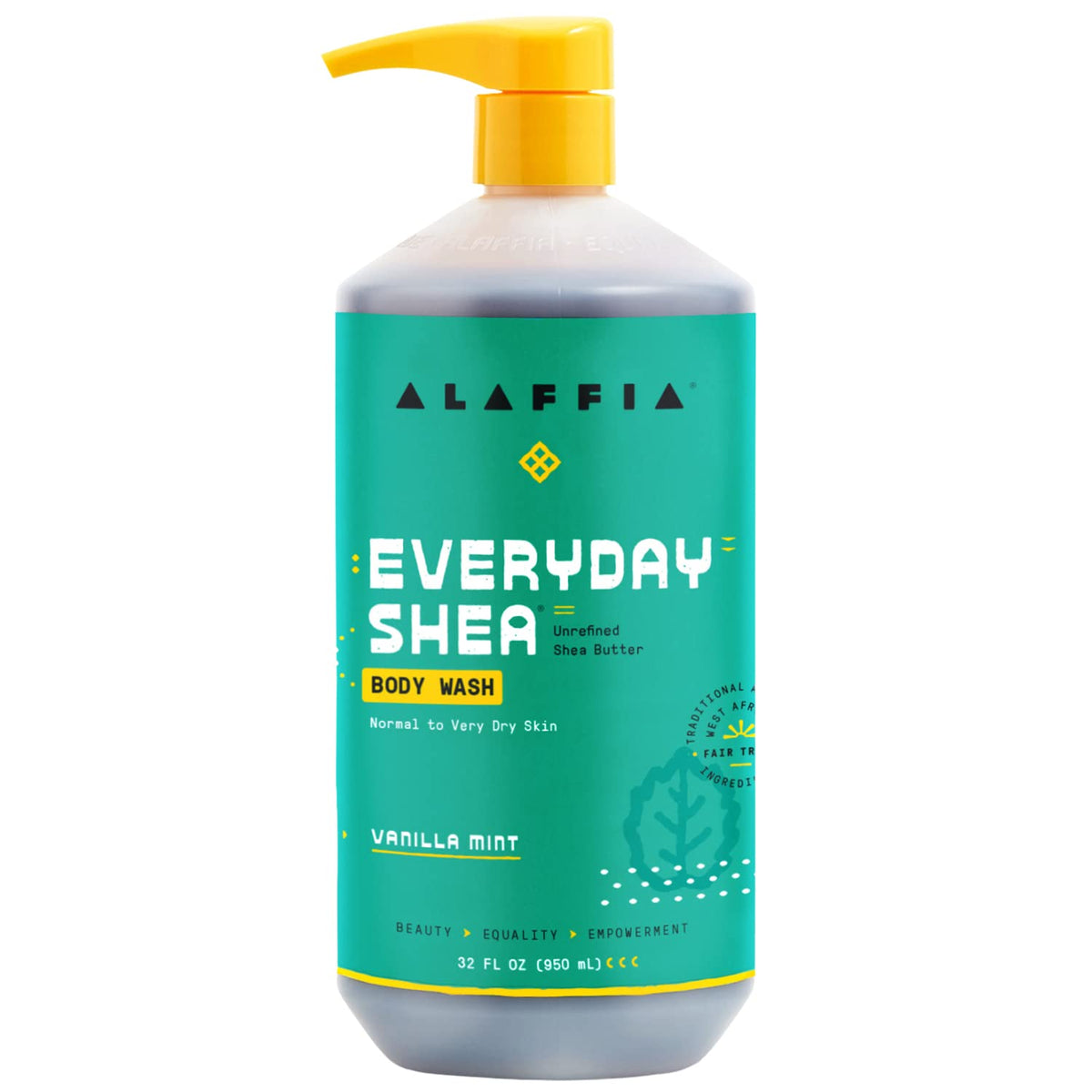 Alaffia EveryDay Shea Body Wash Vanilla Mint bottle for a refreshing, moisturizing cleanse.