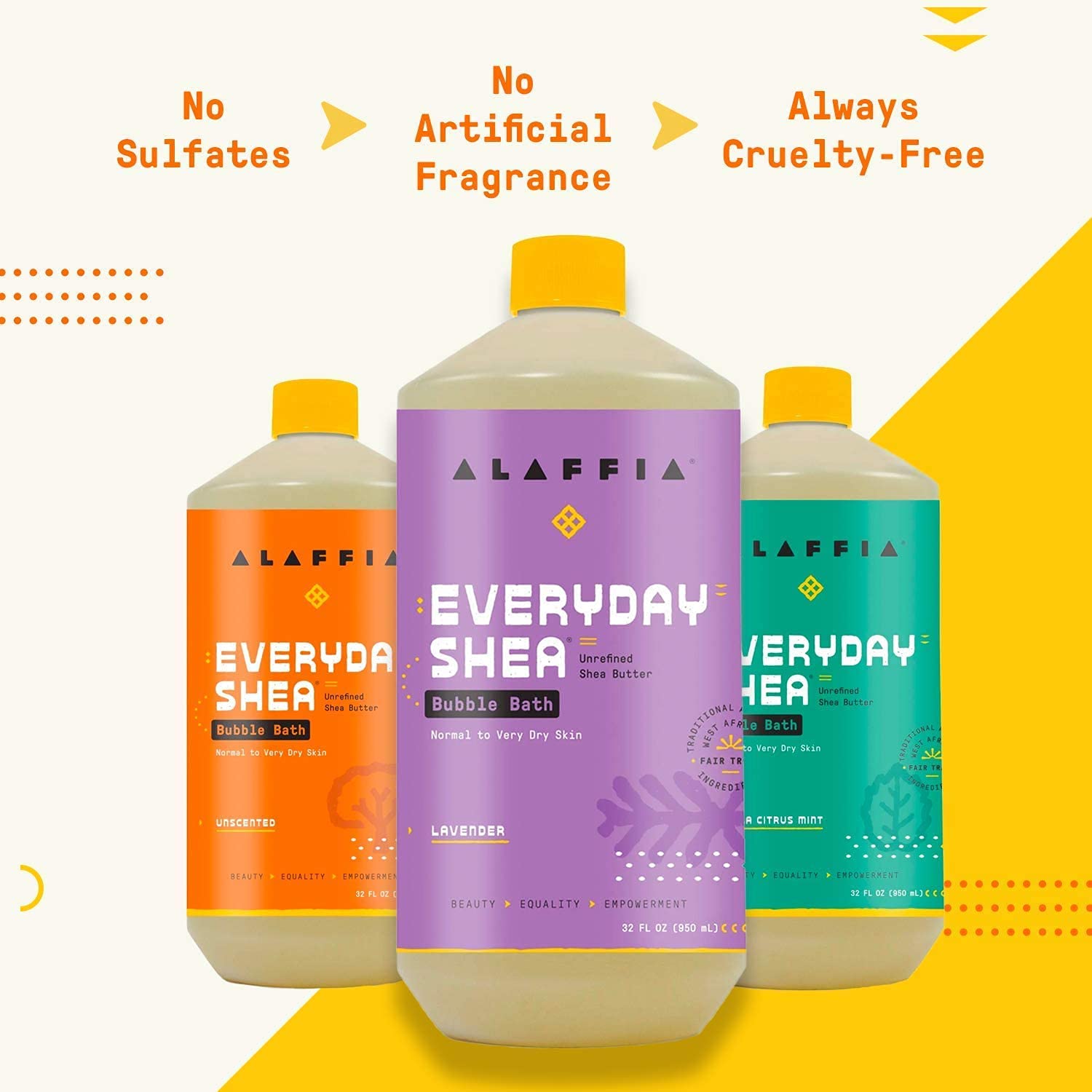 Alaffia Everyday Shea Bubble Bath lavender aroma enhances calm during a luxurious soak