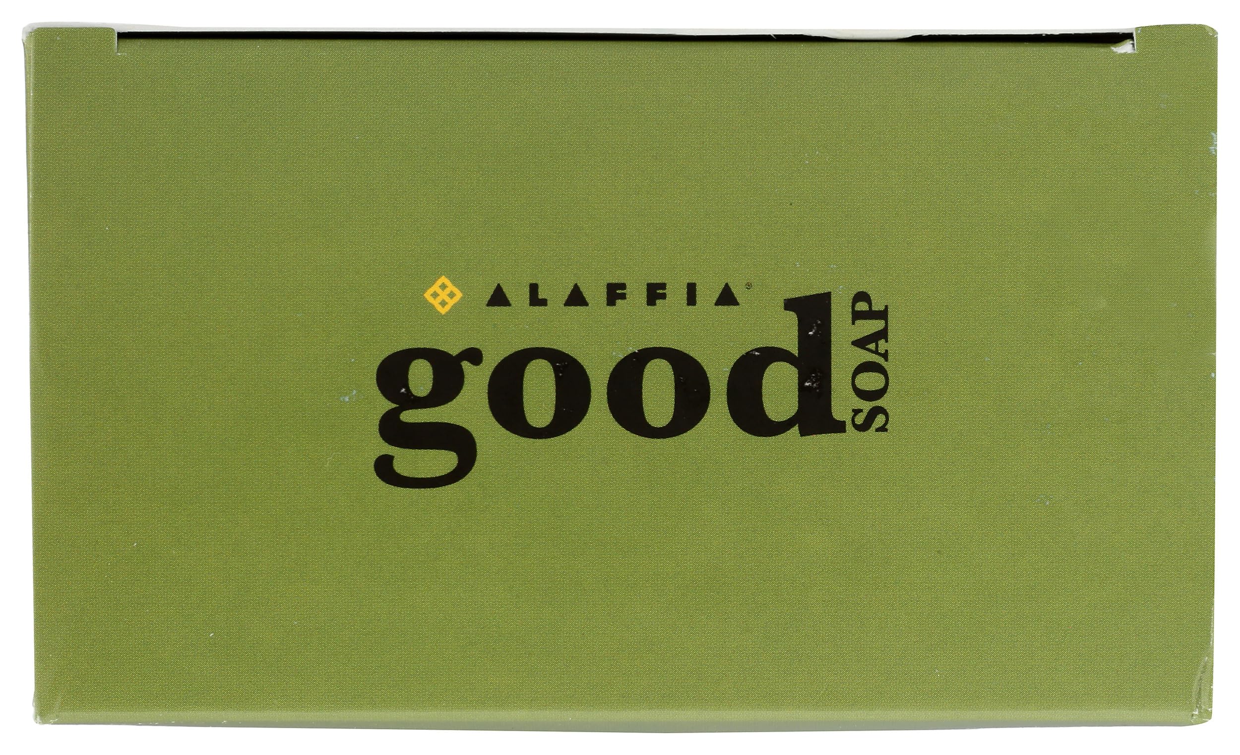 Packaging label on Alaffia Peppermint Good Soap emphasizes cruelty-free messaging.