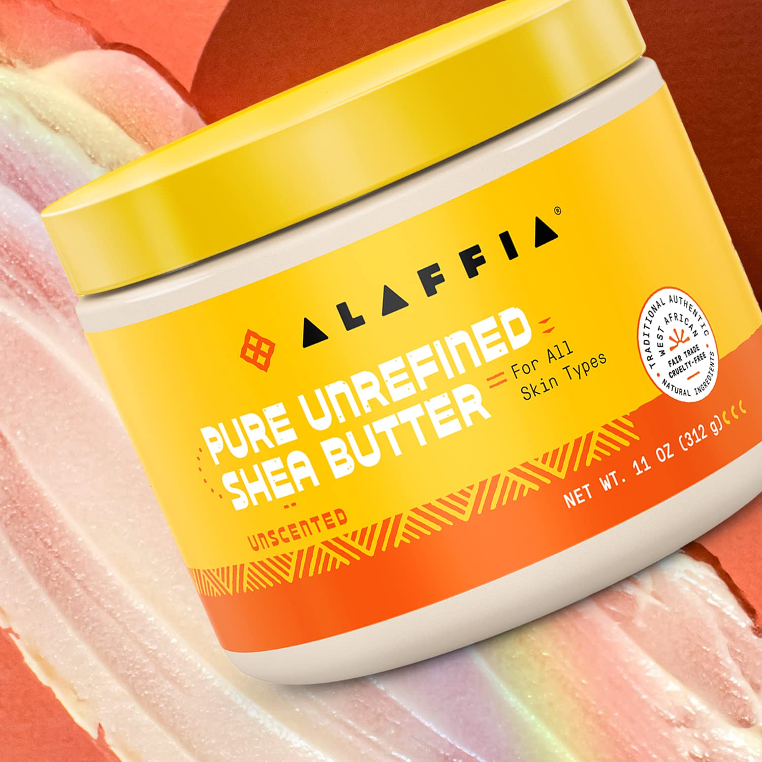 Alaffia shea butter closeup on skin showing smooth, nourished look