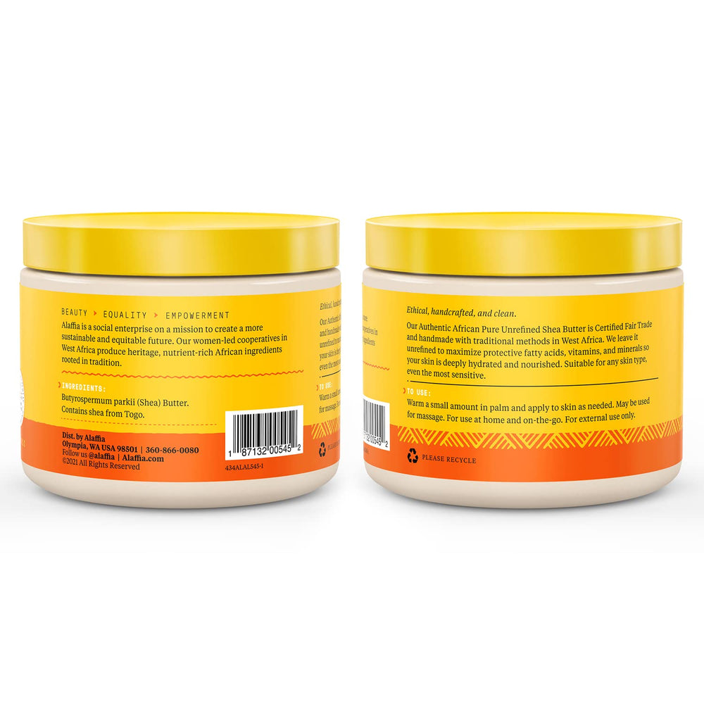 Alaffia shea butter applied to hair for moisture and shine