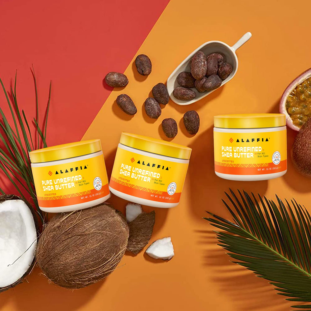 Alaffia natural ingredients badge on shea butter jar