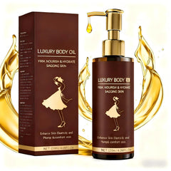 ALAOW Luxury Body Firming Oil bottle demonstrates premium hydration and quick absorption.