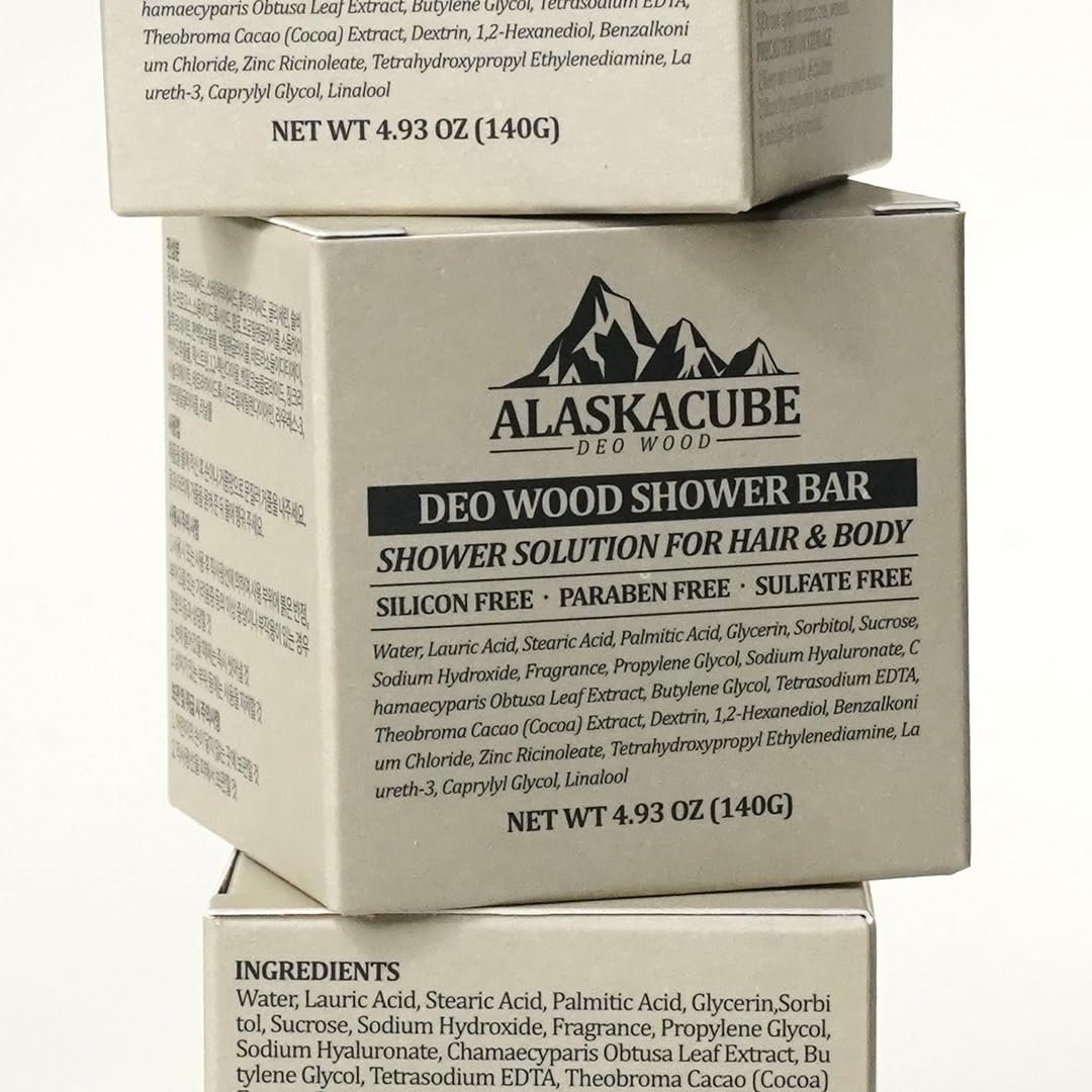 Alaskacube Deo Wood shower bar gift-ready premium option for him or her.