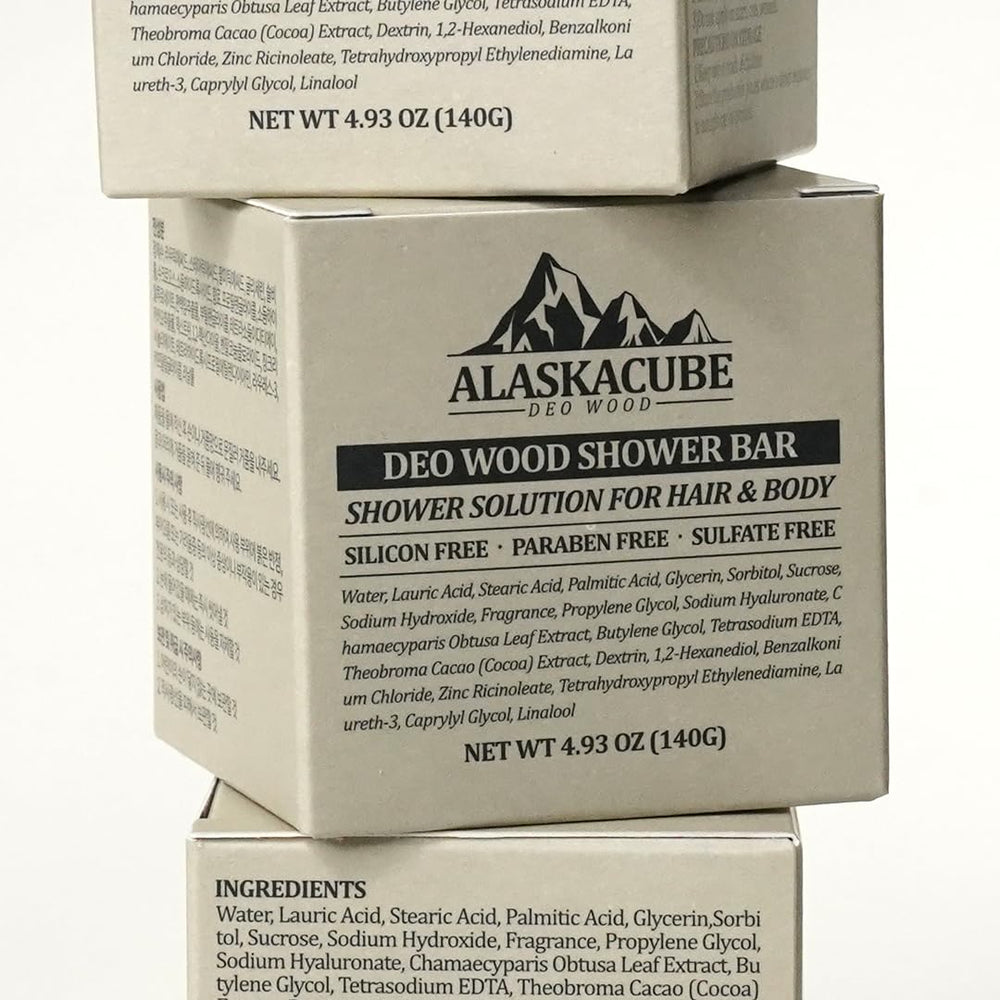 Alaskacube Deo Wood shower bar gift-ready premium option for him or her.