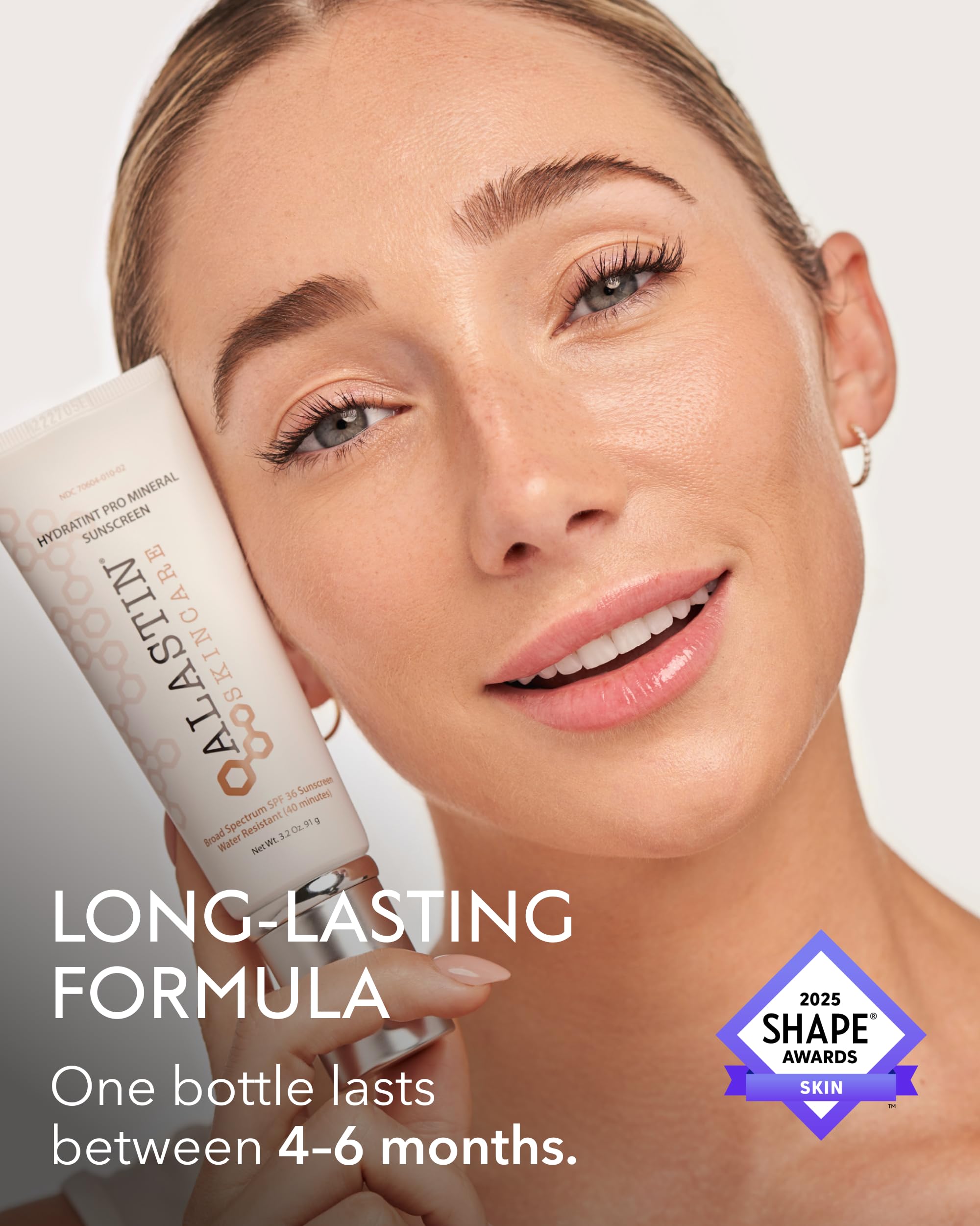 ALASTIN HydraTint Pro on face and neck — convenient 2-in-1 daily moisturizer and sunscreen.