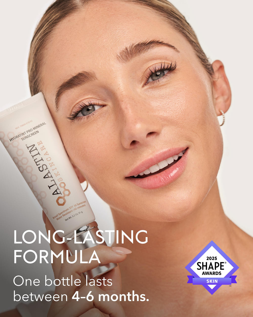 ALASTIN HydraTint Pro on face and neck — convenient 2-in-1 daily moisturizer and sunscreen.