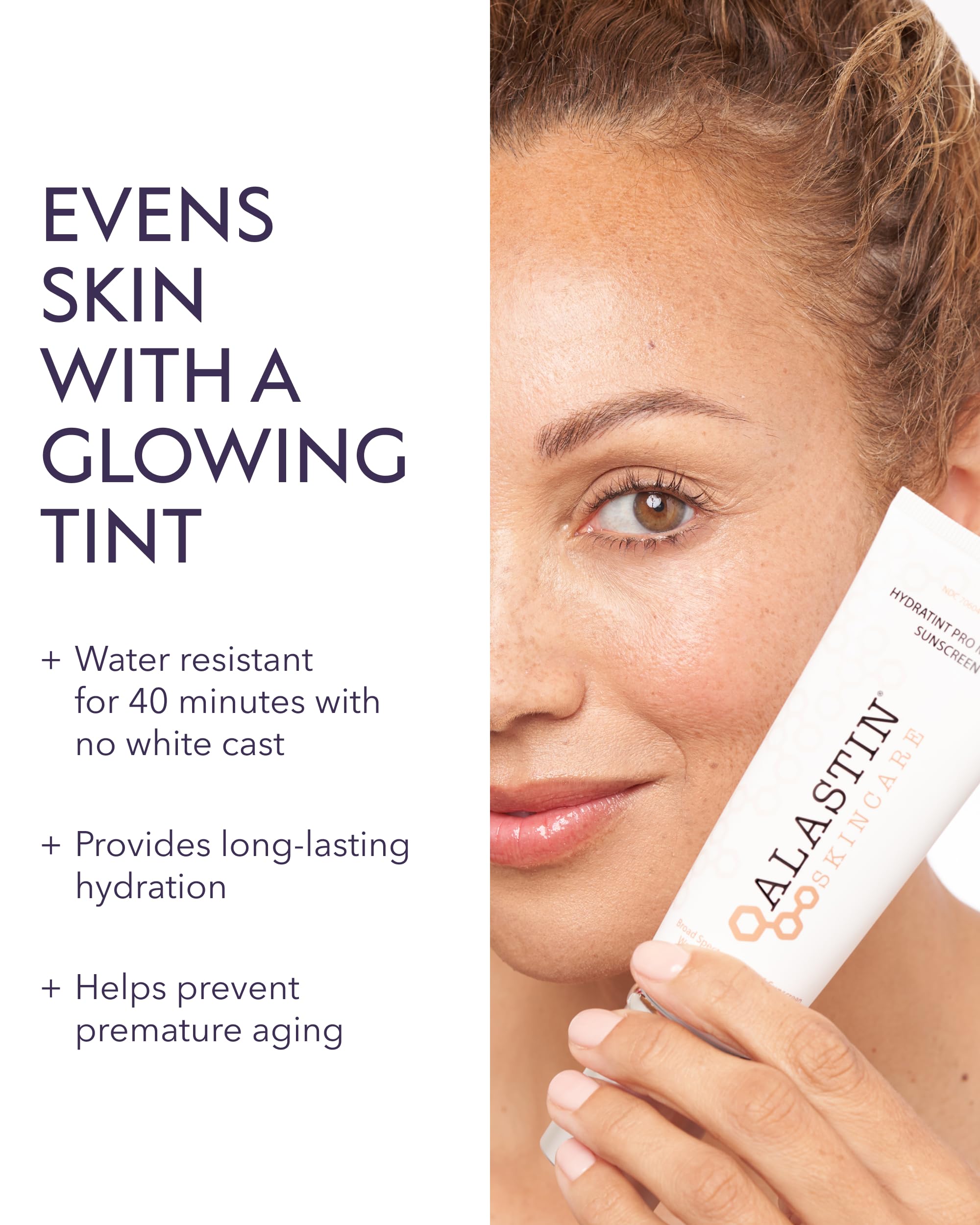 ALASTIN HydraTint Pro texture being applied — blends like a primer for smoother skin.