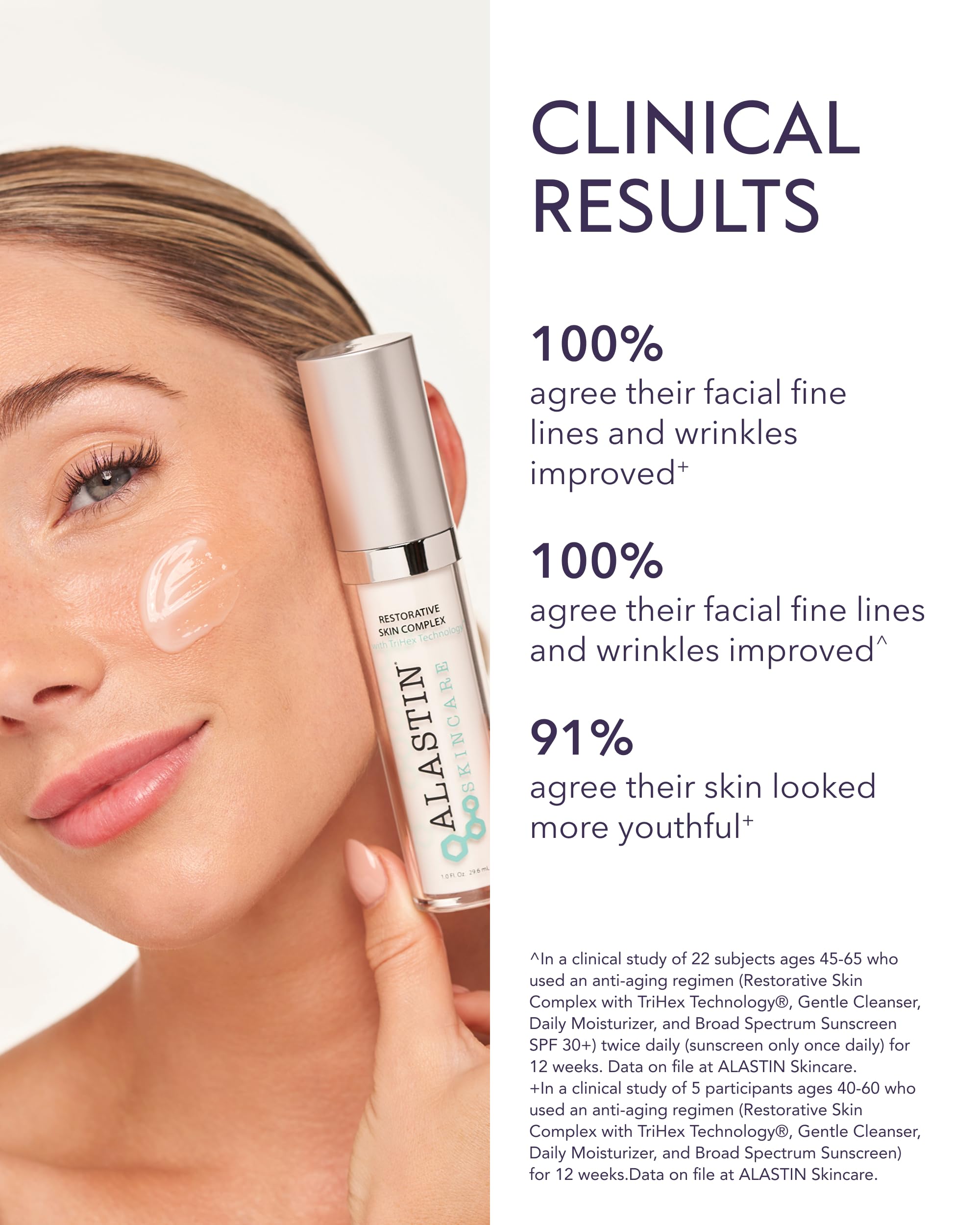 ALASTIN Restorative Skin Complex niacinamide illustration suggests texture improvement