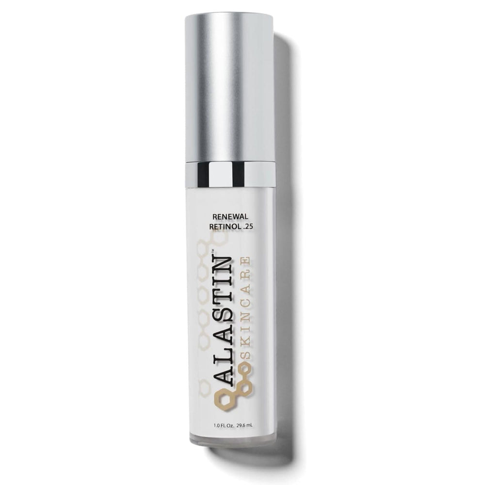 ALASTIN Skin Renewal Retinol Serum bottle shows hydrating base for nightly use
