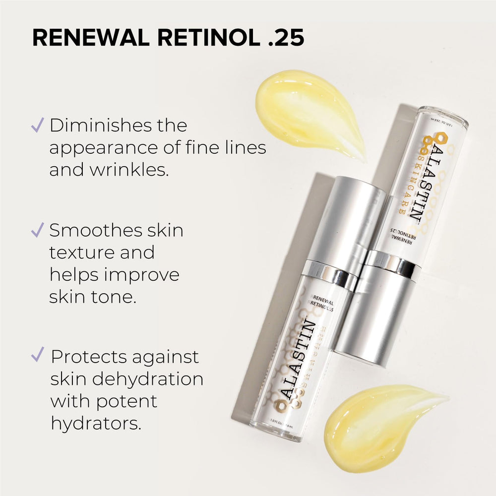 ALASTIN Skin Renewal Retinol Serum dropper delivers 0.25% retinol to skin