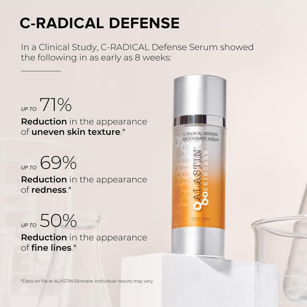 ALASTIN Skincare C-RADICAL Defense skin close-up reveals luminous finish and lightweight feel