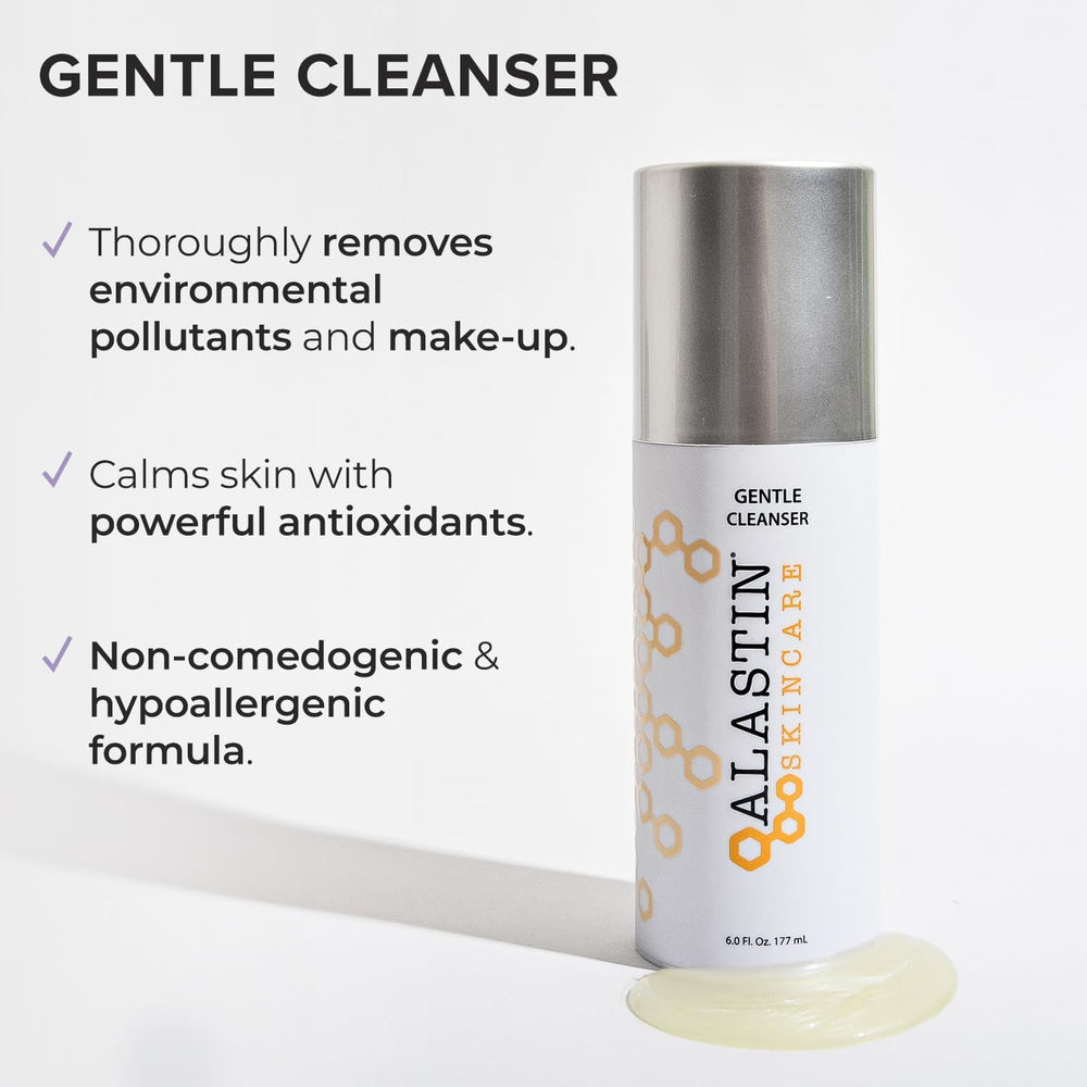 Alastin Skincare Gentle Cleanser foaming gel demonstrates rich foaming lather for cleansing.