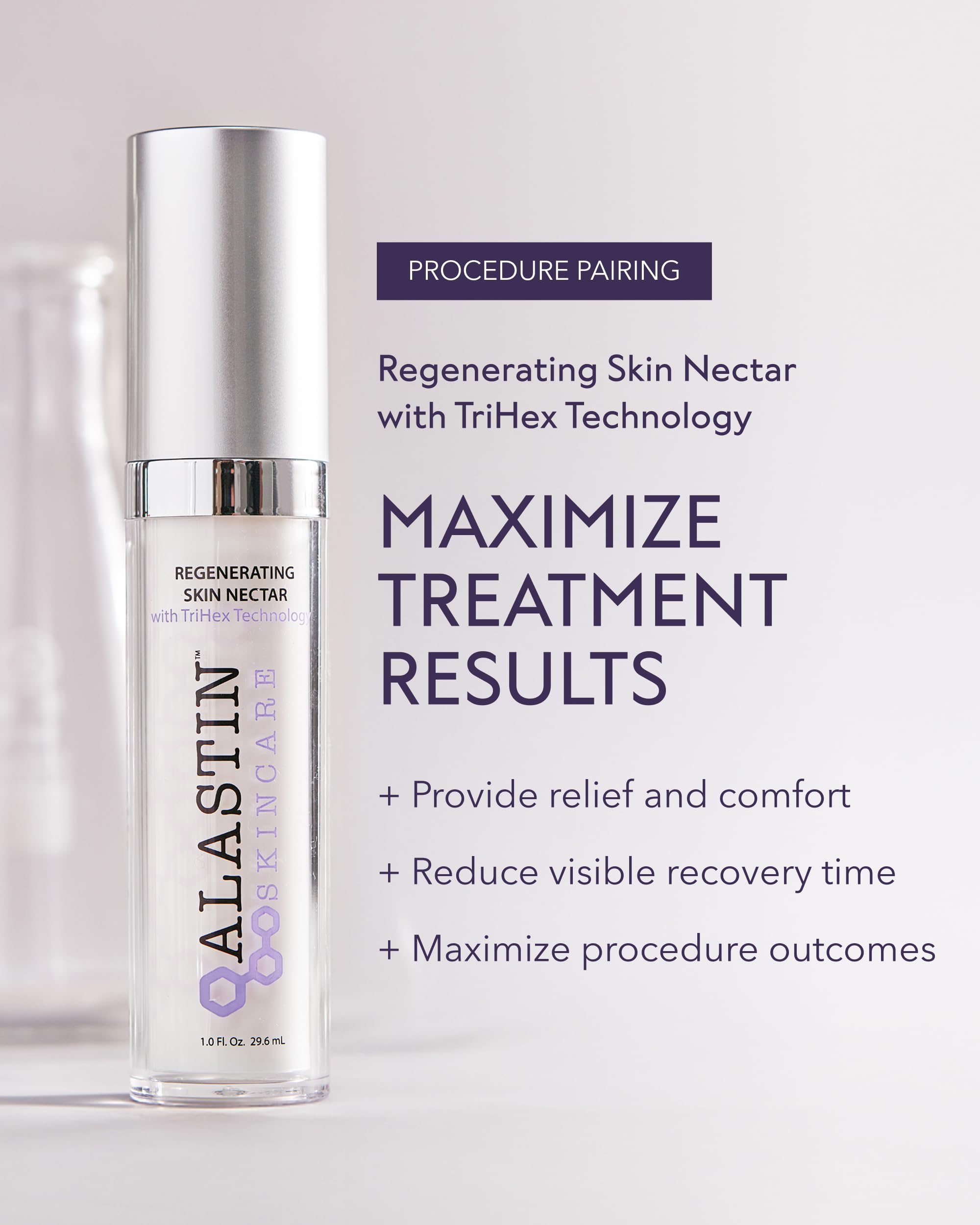 ALASTIN Regenerating Skin Nectar after procedure scene emphasizes calming comfort
