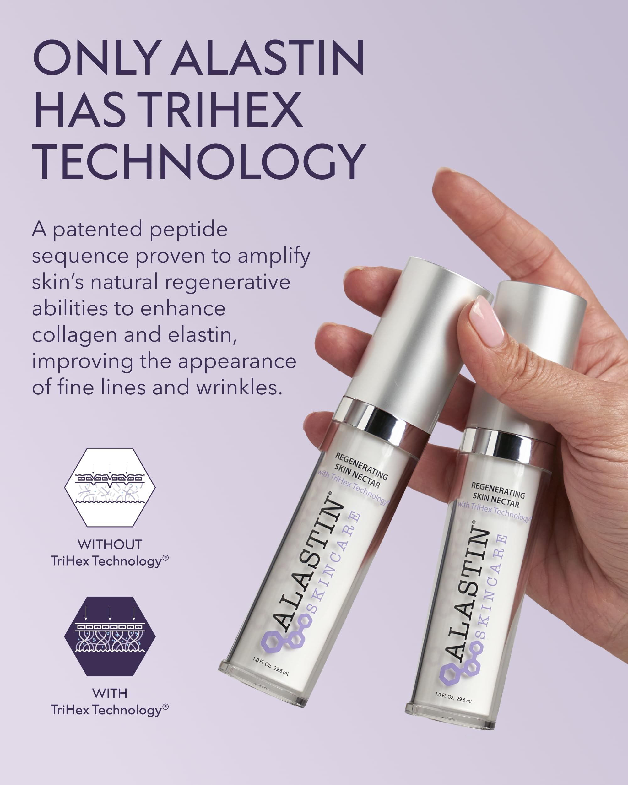 ALASTIN Regenerating Skin Nectar skin feel demonstrates hydrating, balanced daily care