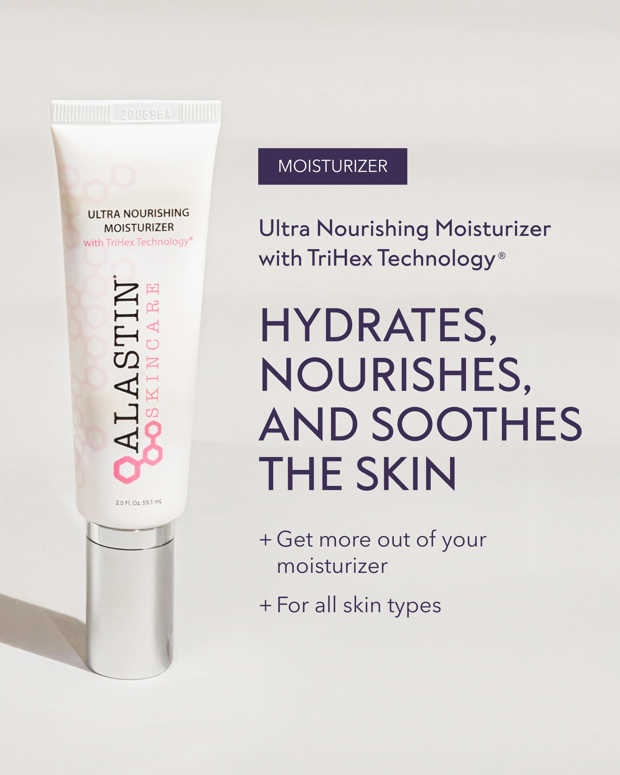 ALASTIN Ultra Nourishing Face Moisturizer label detail highlighting TriHex Technology
