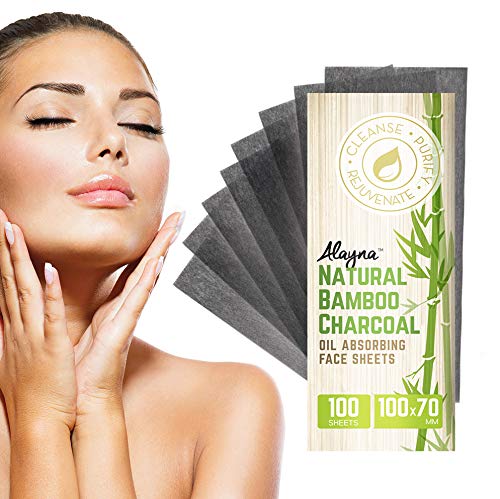 Alayna bamboo charcoal oil absorption sheet close-up on surface.