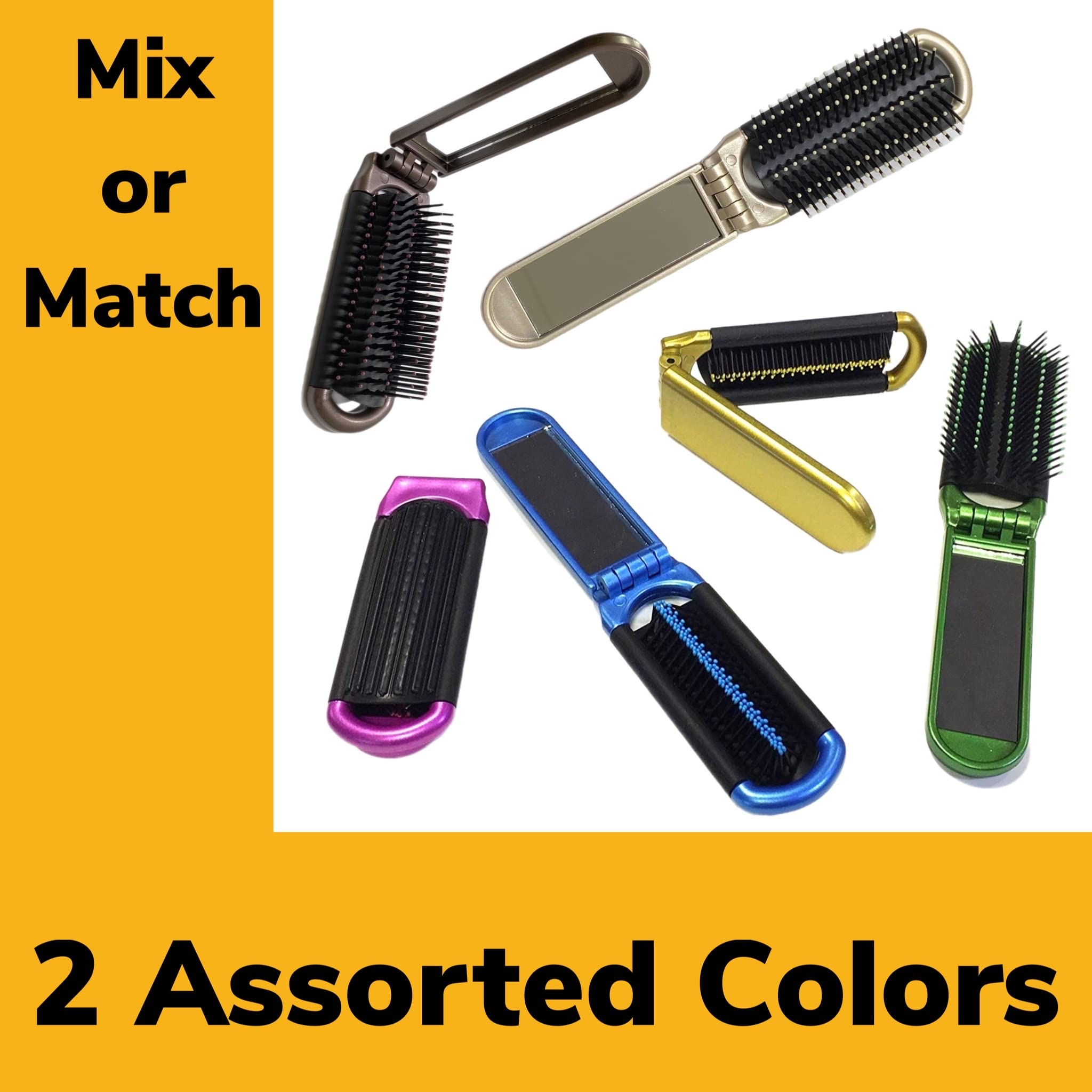 ALAZCO folding hair brush closed fits purses and pockets for quick touch-ups.
