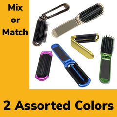 ALAZCO folding hair brush closed fits purses and pockets for quick touch-ups.