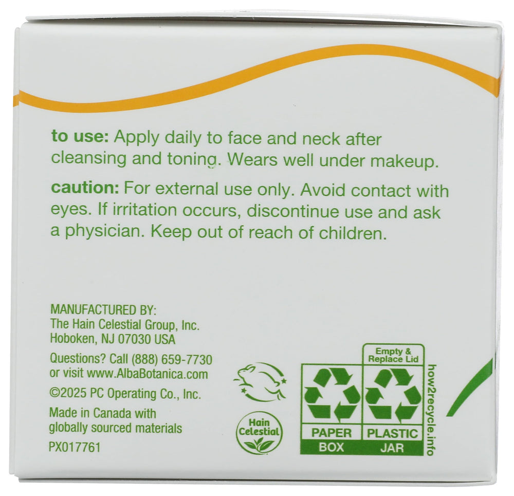 Texture close-up of Alba Botanica Aloe Green Tea Oil-Free Moisturizer demonstrates smooth, non-greasy feel.