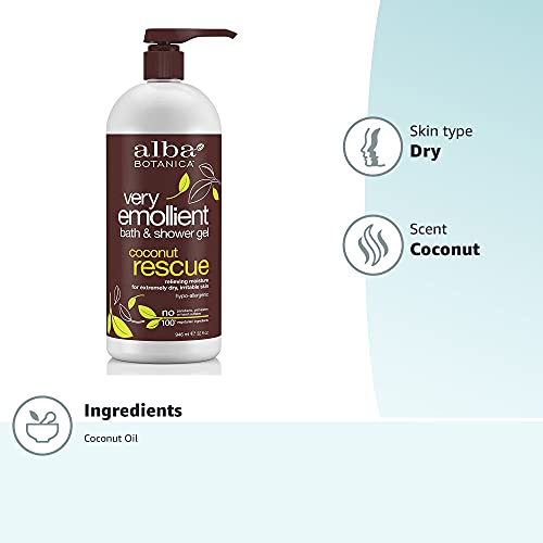 Alba Botanica coconut milk creaminess and soothing lather for bath and shower.
