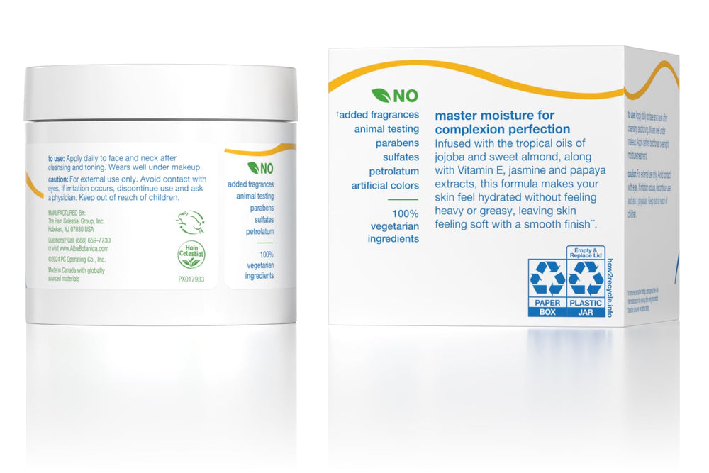 Alba Botanica fragrance-free cream applied for light, non-greasy hydration.