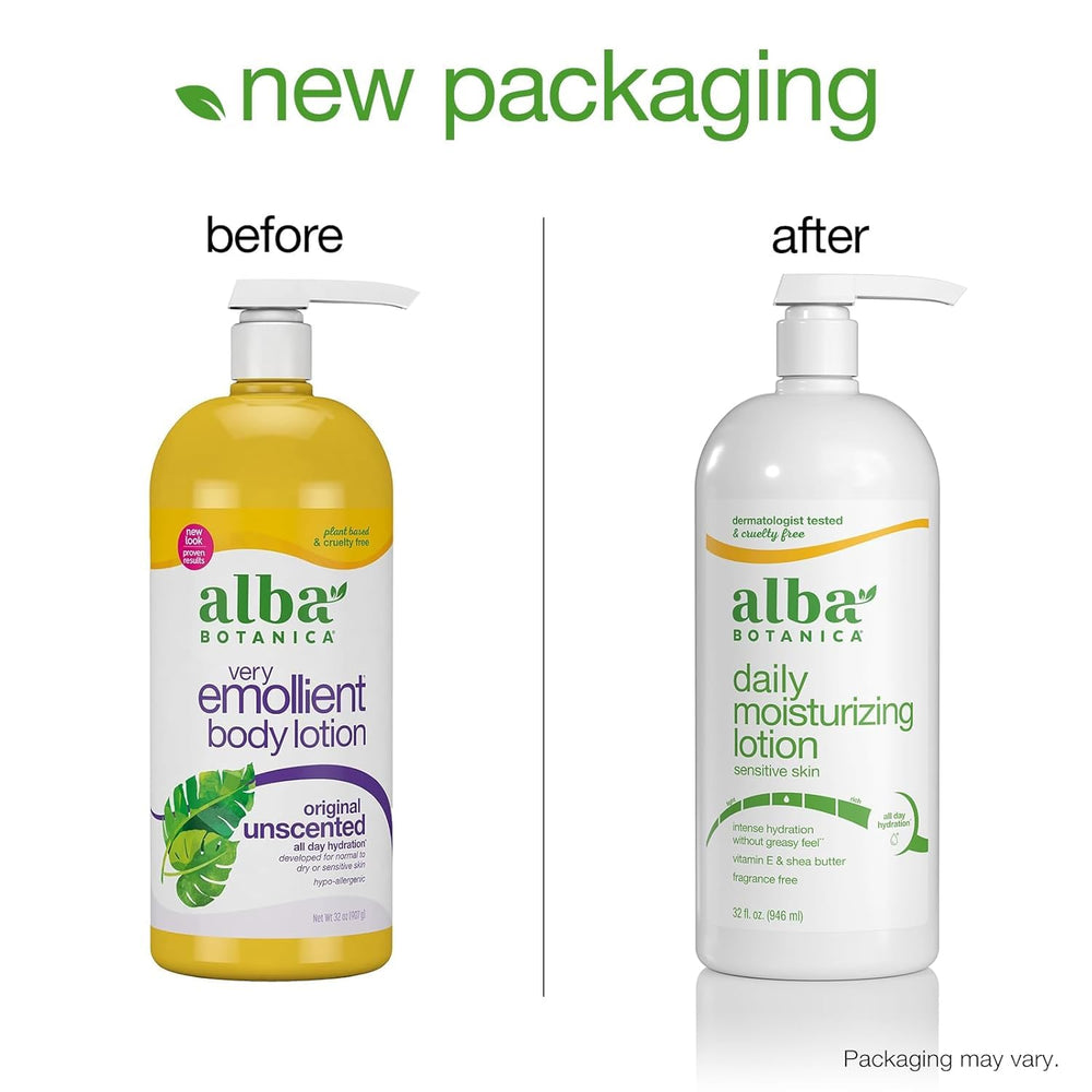 Alba Botanica Lotion Emollient Unscented demonstrates suitability for normal to dry and sensitive skin.