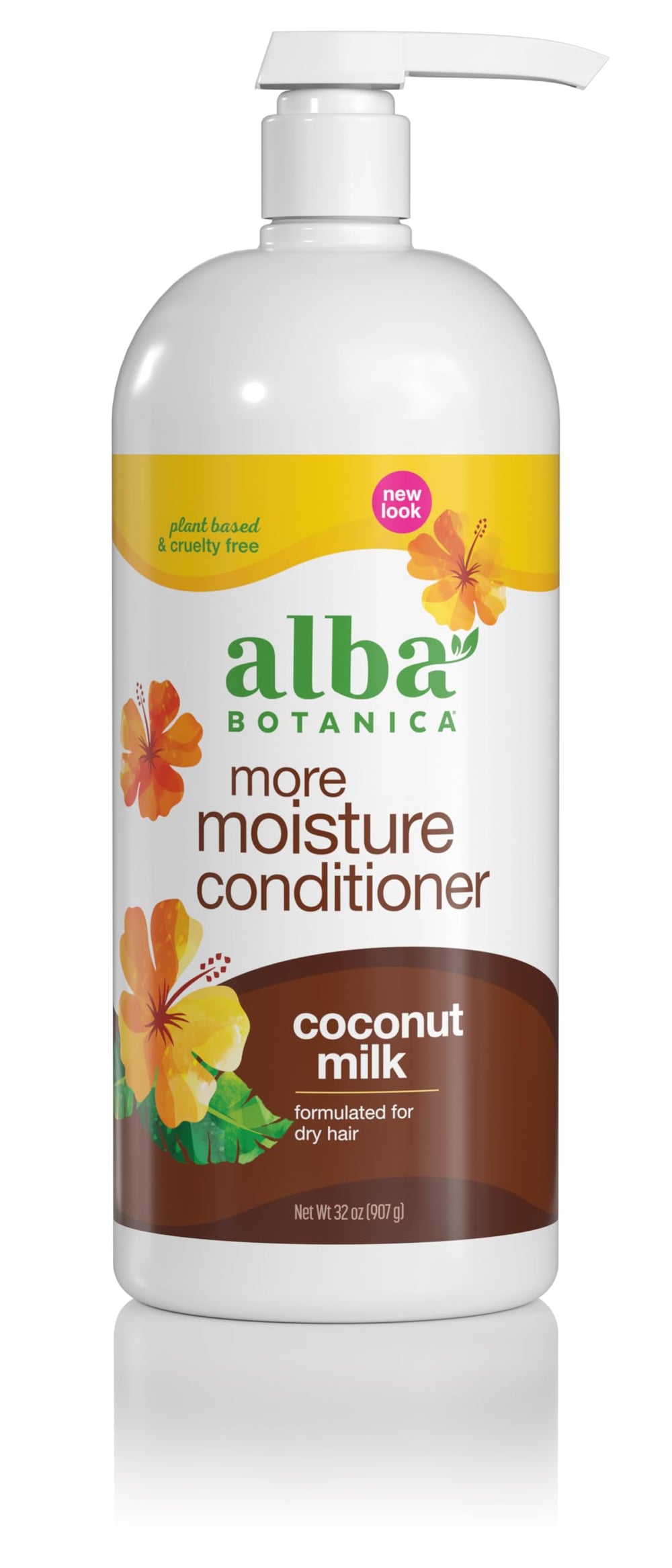 Alba Botanica More Moisture Coconut Milk conditioner bottle for hydrating dry hair