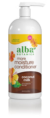 Alba Botanica More Moisture Coconut Milk conditioner bottle for hydrating dry hair