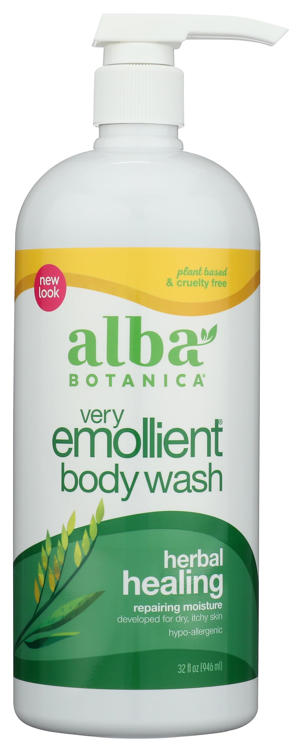 Alba Botanica Very Emollient bath gel bottle for gentle plant-based cleansing