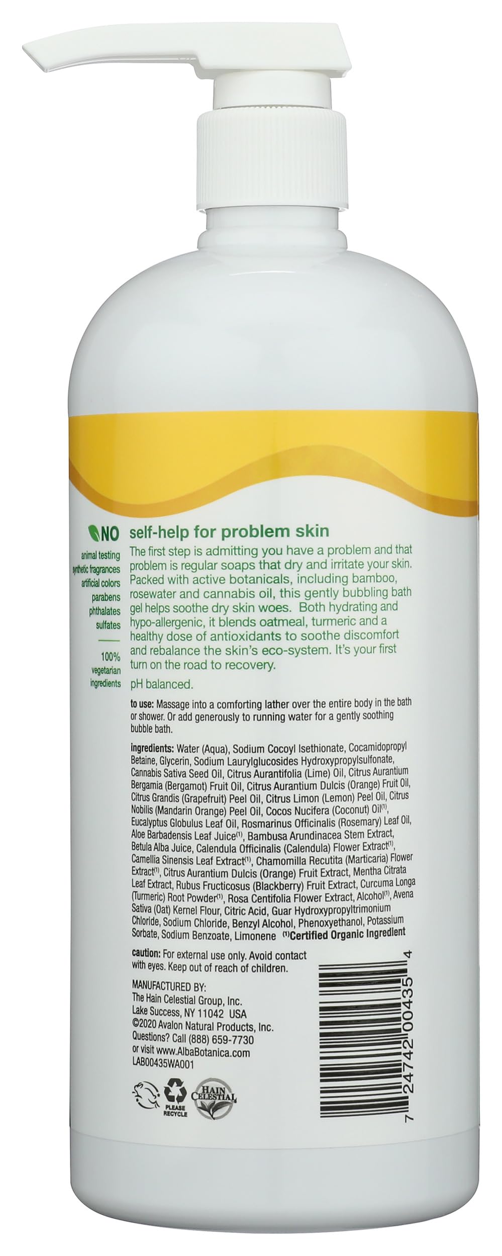 Alba Botanica label closeup for Herbal Healing formula on bottle