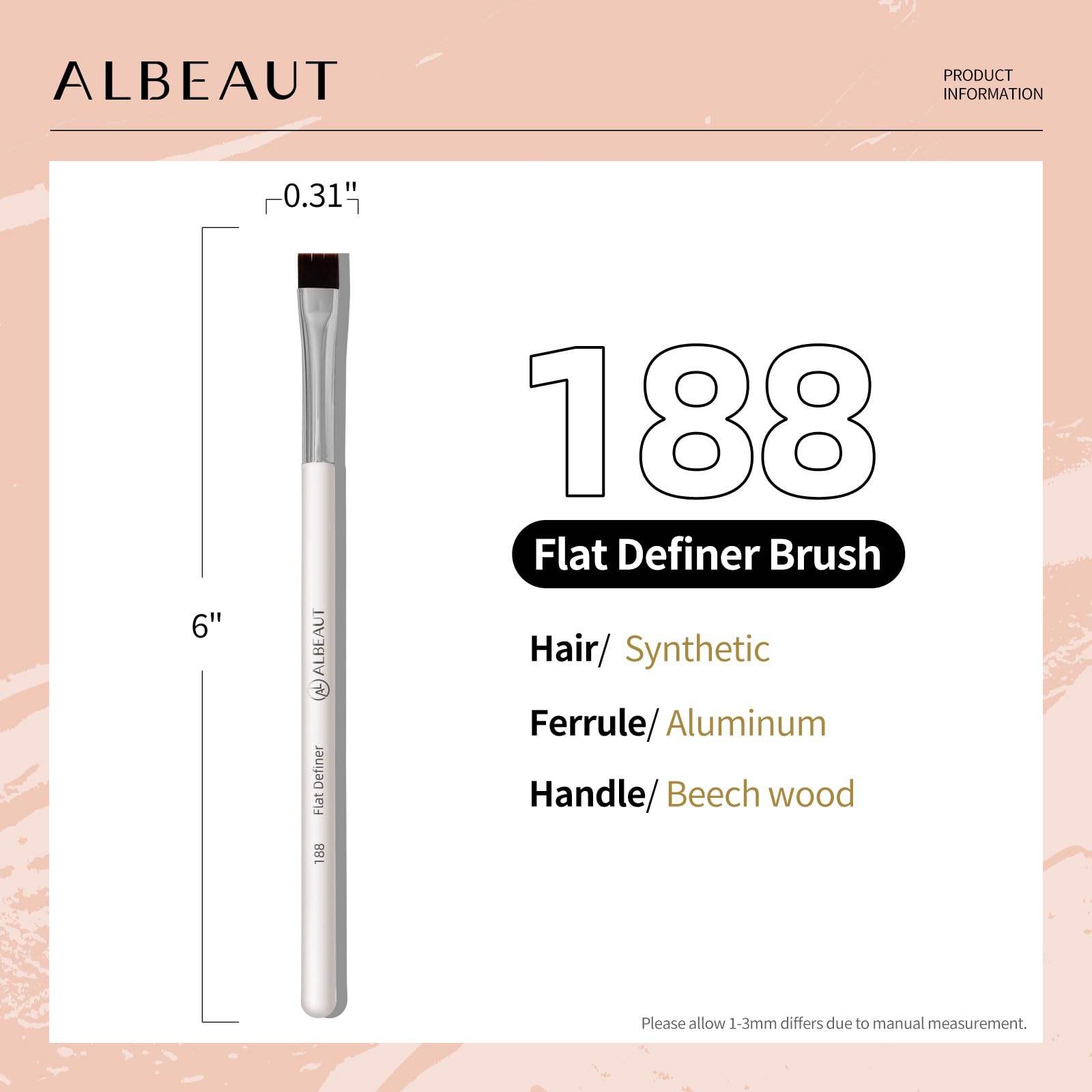 ALBEAUT flat eyebrow concealer brush ensures smooth makeup application with synthetic bristles.