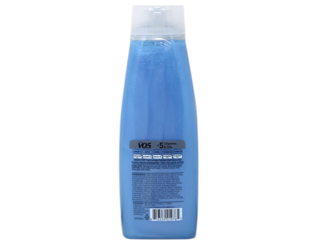 Alberto VO5 after-use close-up shows soft, shiny hair texture.
